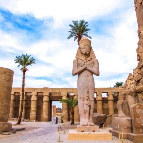 Colossal statue of a pharaoh at Karnak Temple, Luxor, Egypt