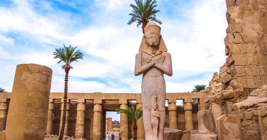 Colossal statue of a pharaoh at Karnak Temple, Luxor, Egypt